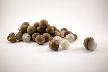 Fresh longan fruits isolated on white background