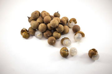 Fresh longan fruits isolated on white background