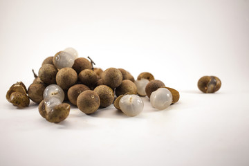 Fresh longan fruits isolated on white background
