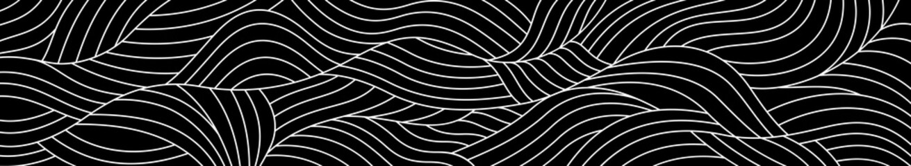 Naklejka premium Abstract white line pattern against a black background, vector illustration