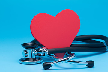 Red heart with stethoscope