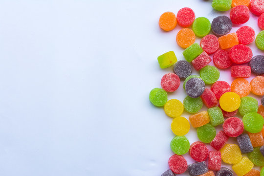 colored jelly beans - jujubas in Portuguese - top view