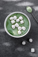 Matcha latte with marshmallows