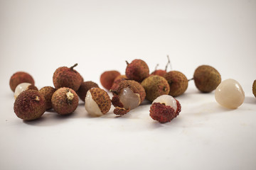 Lychees isolated on white background