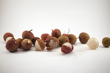 Lychees isolated on white background