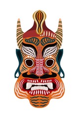 Cartun style ethnic mask tribal element of religion cult on a white background vector illustration