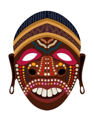 Cartun style ethnic mask tribal element of religion cult on a white background vector illustration