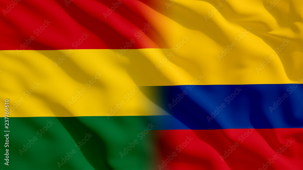 Wall mural waving bolivia and colombia flags