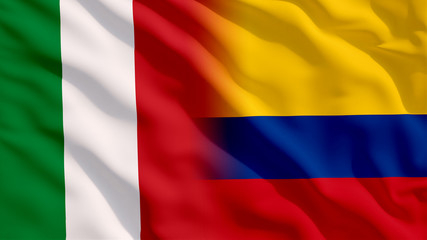 Waving Italy and Colombia Flags
