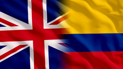 Waving UK and Colombia Flags
