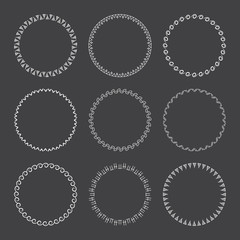 Collection of vector graphic circle frames. Wreaths for design