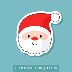 Santa Claus face icon. Christmas card template