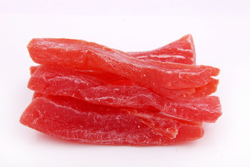 Dry papaya on a white background.