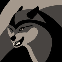   wolf head vector illustration , flat style ,profile