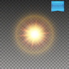 Vector illustration on transparent background with Realistic warm yellow supernova