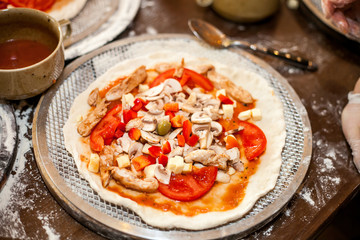 the process of cooking pizza