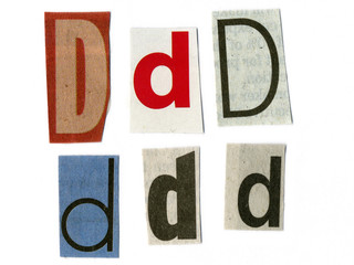 letter cut from newsprint