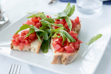 Bruschetta with tomato and basil