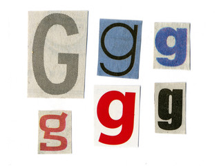 letter cut from newsprint