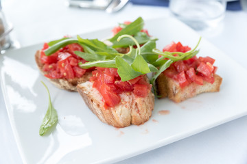 Bruschetta with tomato and basil
