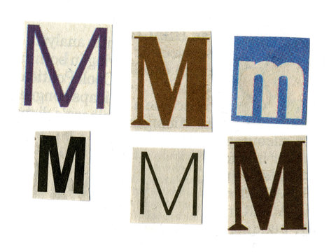 letter cut from newsprint