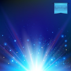 Vector illustration of abstract glowing white sun, star burst.