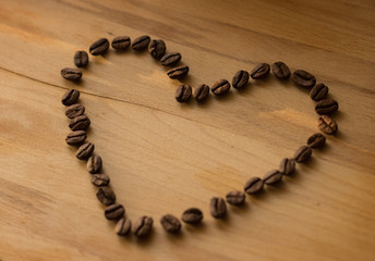 coffee love heart wood brown beans drink aroma food symbol shape espresso cappuccino morning cafe 