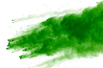 abstract green powder splatted background,Freeze motion of color powder exploding/throwing color...