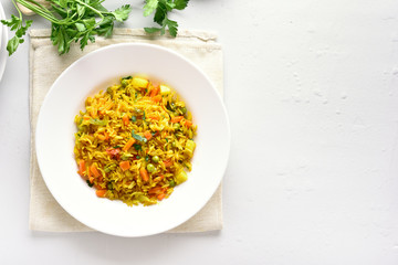 Vegetarian pilaf on plate