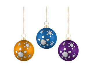 Colorful christmas balls. Set of isolated realistic decorations. Vector illustration.