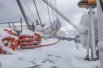 Winter holidays on a beautiful sailing ship  