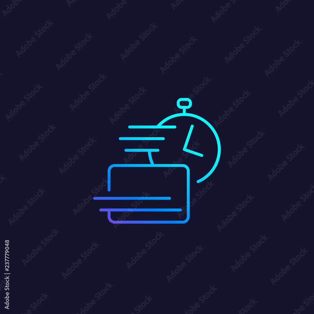 Poster fast payments, vector linear icon