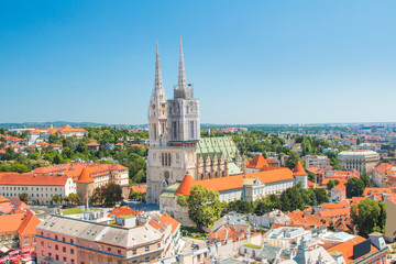 Fototapeta na wymiar Croatia, Zagreb, Kaptol and catholic cathedral, urban skyline