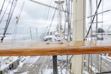 Zelfklevend Fotobehang Winter holidays on a beautiful sailing ship   © magdal3na