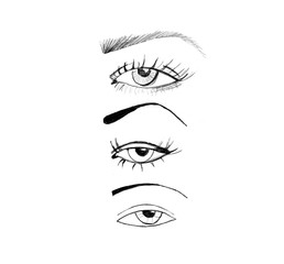 eye sketches, eyelashes, eyebrows