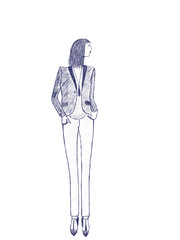 fashion illustration of a model in pants