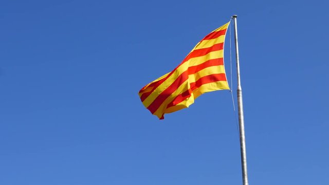 Catalonia Flag waving in wind