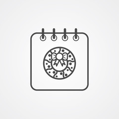 Christmas linear calendar concept vector icon sign symbol
