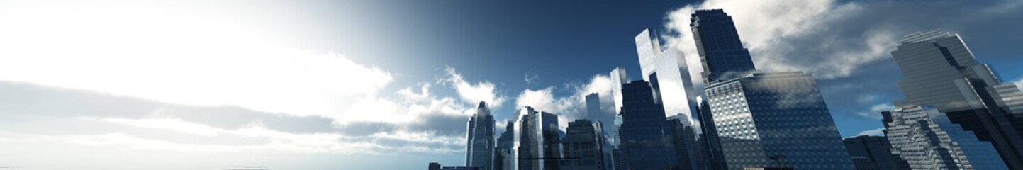 Fototapeta na wymiar Panorama of a modern city against the sky 3d rendering