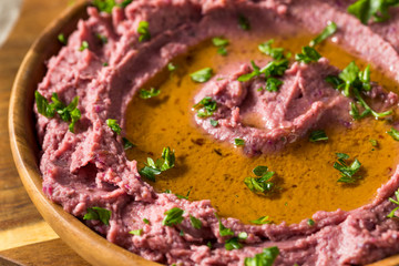 Homemade Purple Hummus with Olive Oil