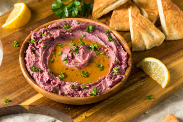 Homemade Purple Hummus with Olive Oil