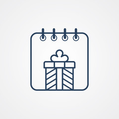 Christmas linear calendar concept vector icon sign symbol