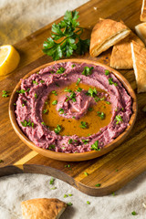 Homemade Purple Hummus with Olive Oil