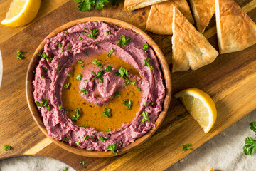 Homemade Purple Hummus with Olive Oil