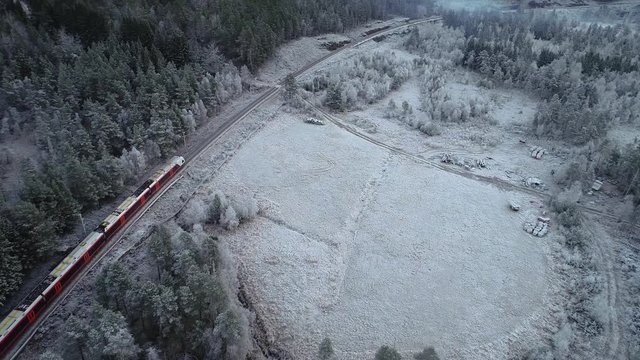 Train Oslo - Bergen in mountains. Hordaland, Norway.