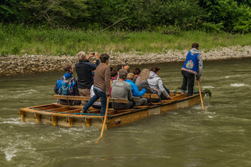 Wooden boats in Pieniny national park near Poland and Slovakia border