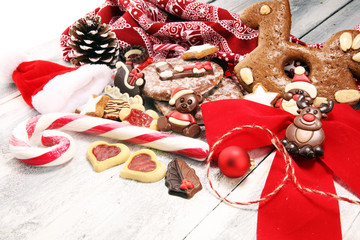 cookies, nuts and gingerbread a christmas bakery concept. xmas cookies