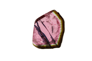 Macro mineral tourmaline stone on white background