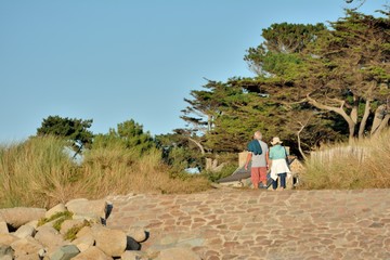 Un couple qui se promène sur la côte bretonne