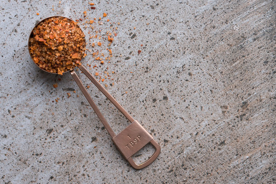 Burger Seasoning in a Copper Tablespoon